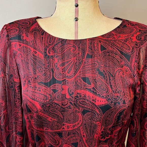 NWT Tommy Hilfiger Red & Black Ruffle Front Dress - Size 2 - Picture 9 of 16